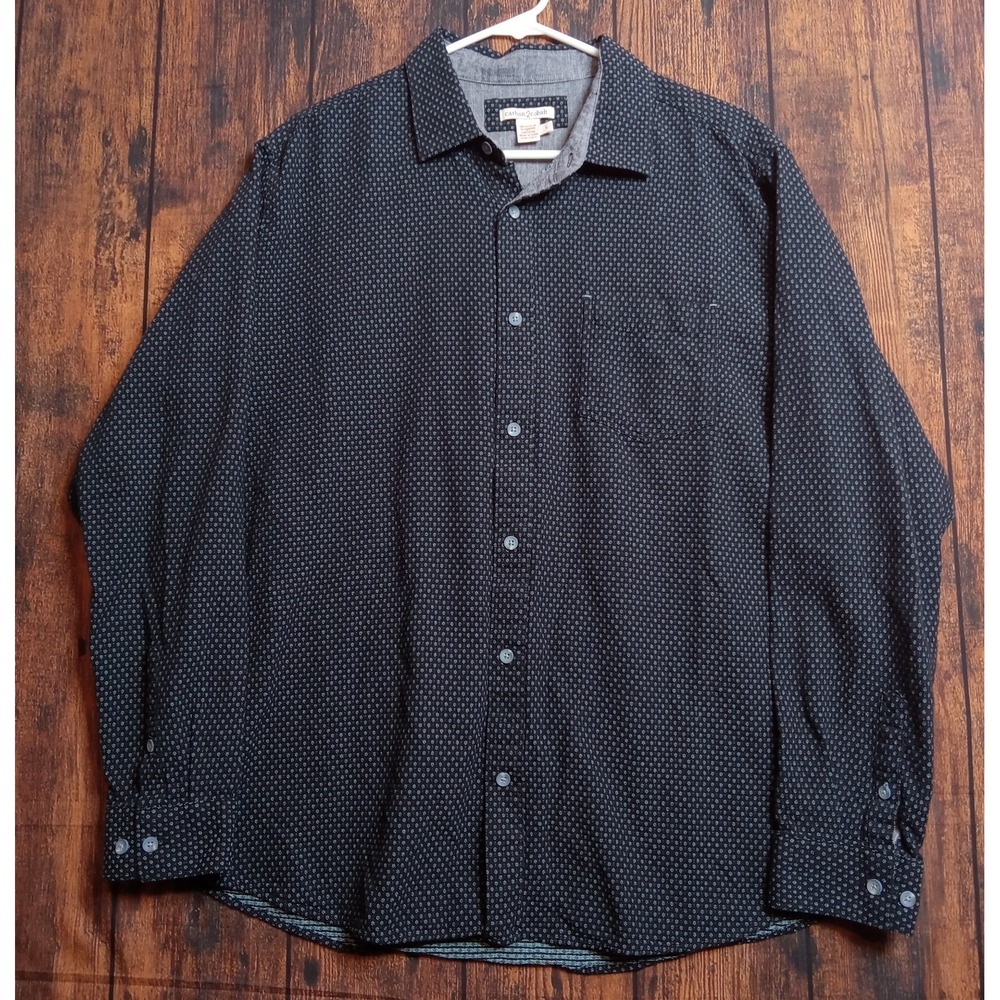Carbon 2 Cobalt Men's Long Sleeve Button Up Shirt Size Large Black